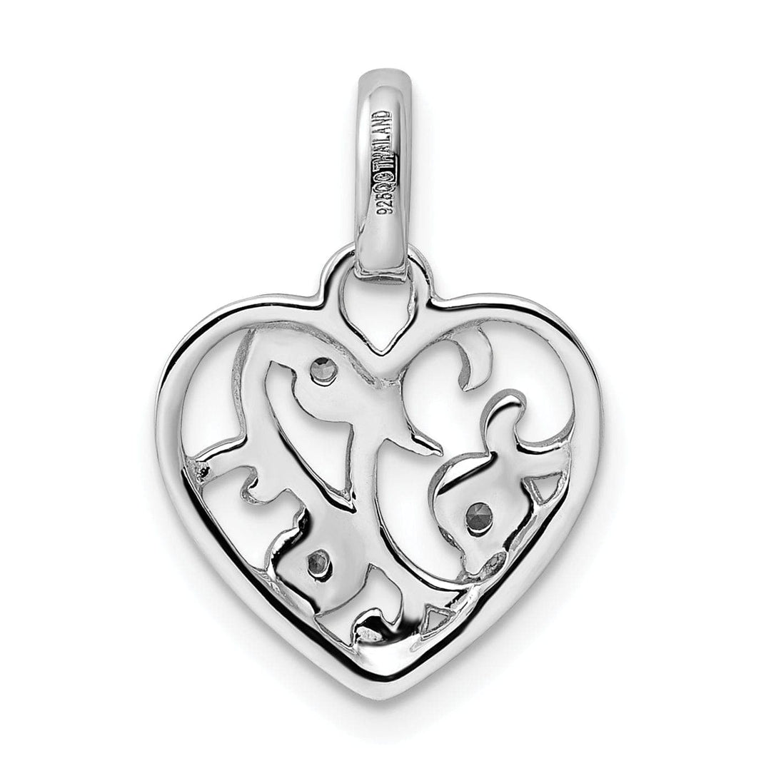 Lovely Rita's Pendants & Charms Sterling Silver Polished CZ Open Heart Pendant