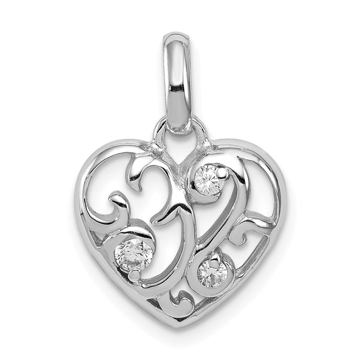 Lovely Rita's Pendants & Charms Sterling Silver Polished CZ Open Heart Pendant