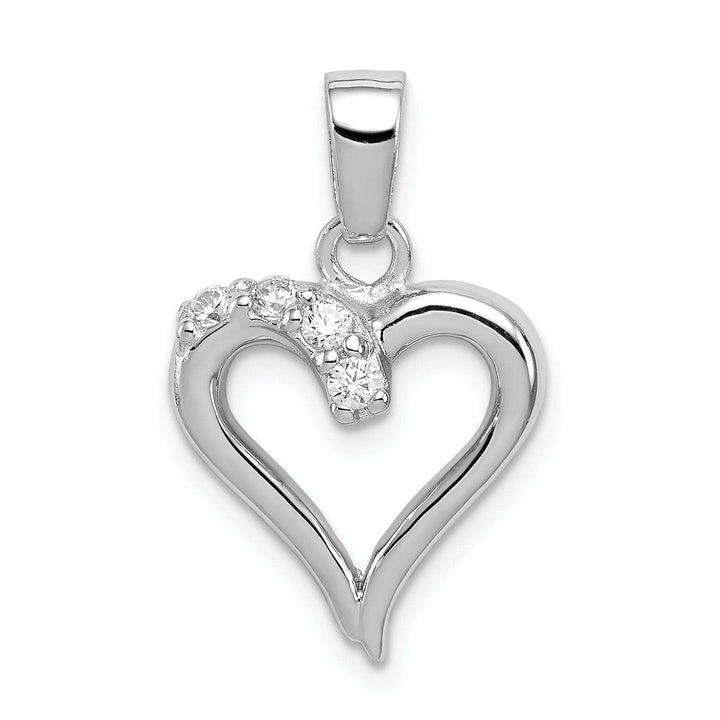Lovely Rita's Pendants & Charms Sterling Silver Polished CZ Open Heart Pendant