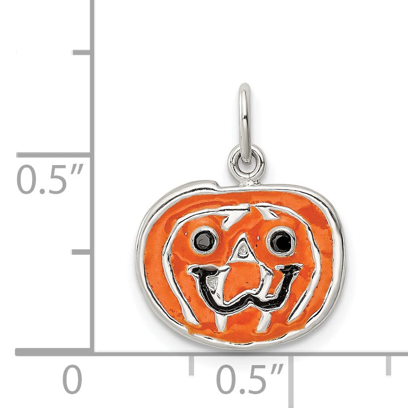 Lovely Rita's Pendants & Charms Sterling Silver Polished Enamel Pumpkin Pendant