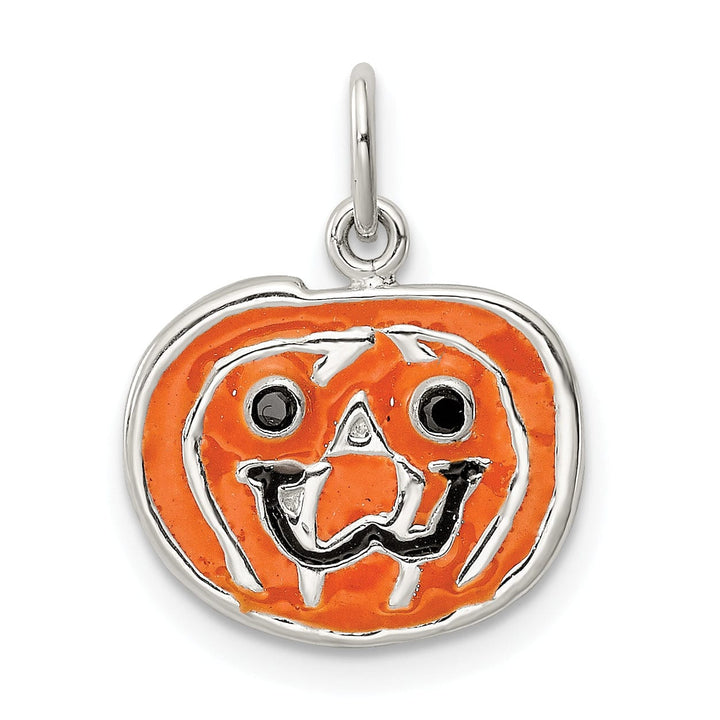 Lovely Rita's Pendants & Charms Sterling Silver Polished Enamel Pumpkin Pendant