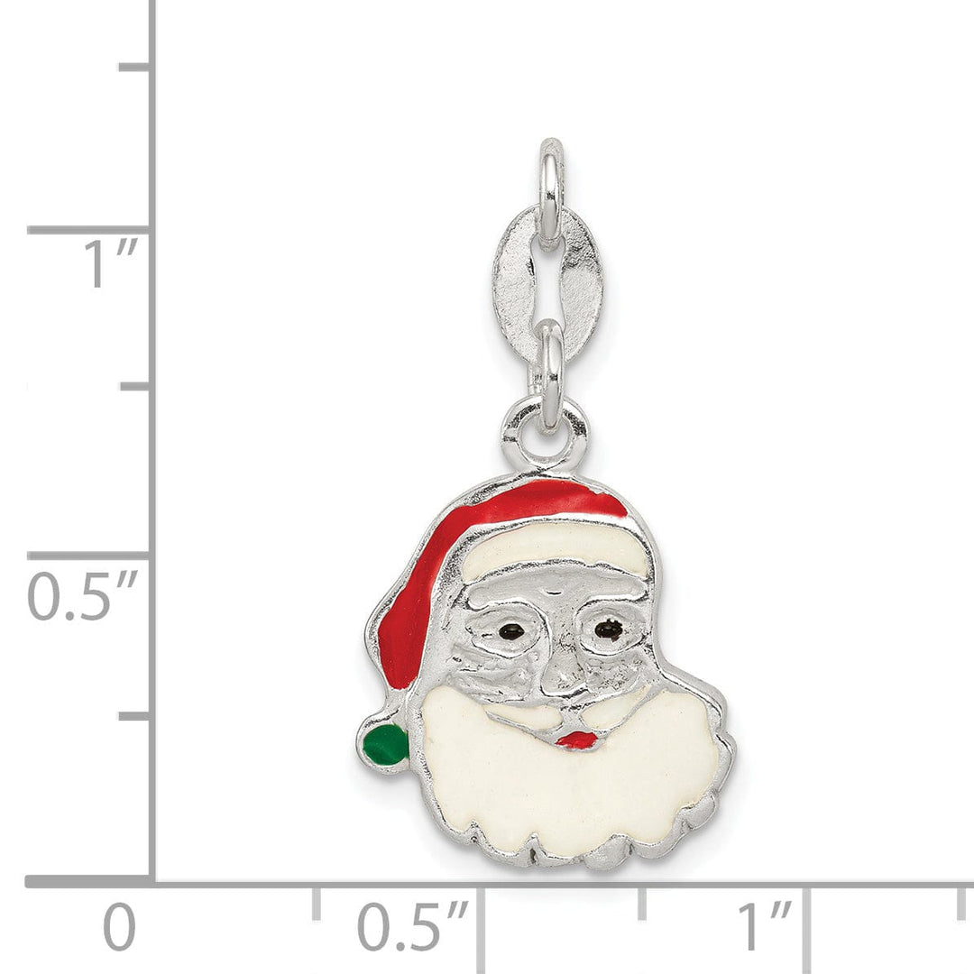 Lovely Rita's Pendants & Charms Sterling Silver Polished Enamel Santa Pendant