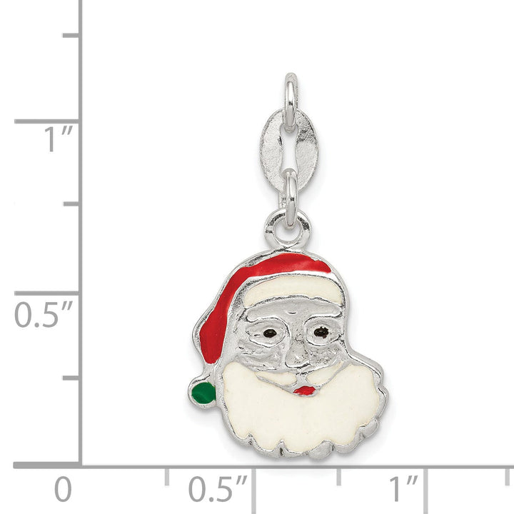 Lovely Rita's Pendants & Charms Sterling Silver Polished Enamel Santa Pendant