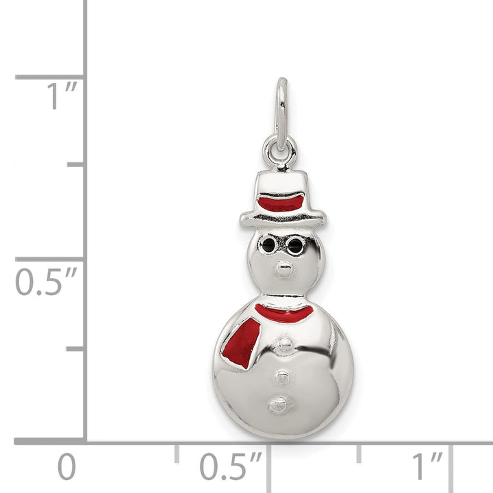 Lovely Rita's Pendants & Charms Sterling Silver Polished Enamel Snowman Pendant