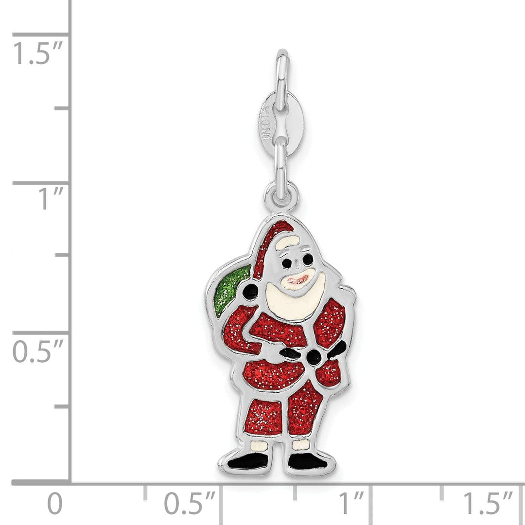 Lovely Rita's Pendants & Charms Sterling Silver Polished Enameled Santa Pendant