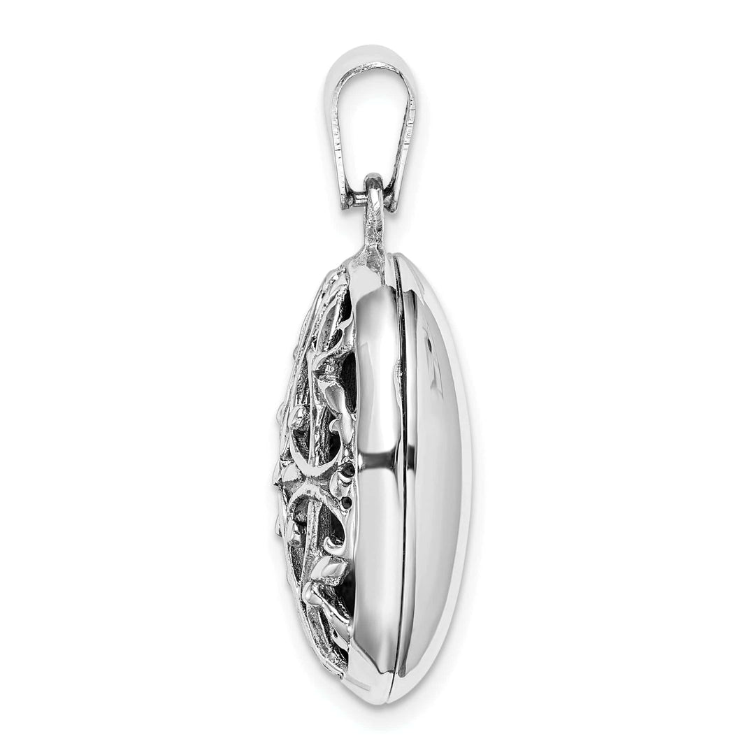 Lovely Rita's Pendants & Charms Sterling Silver Polished Filigree 17mm Oval Locket