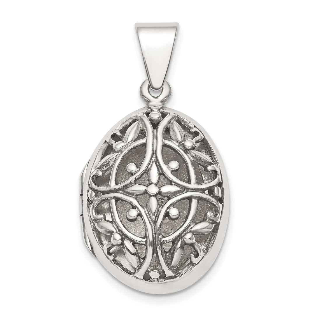 Lovely Rita's Pendants & Charms Sterling Silver Polished Filigree 17mm Oval Locket
