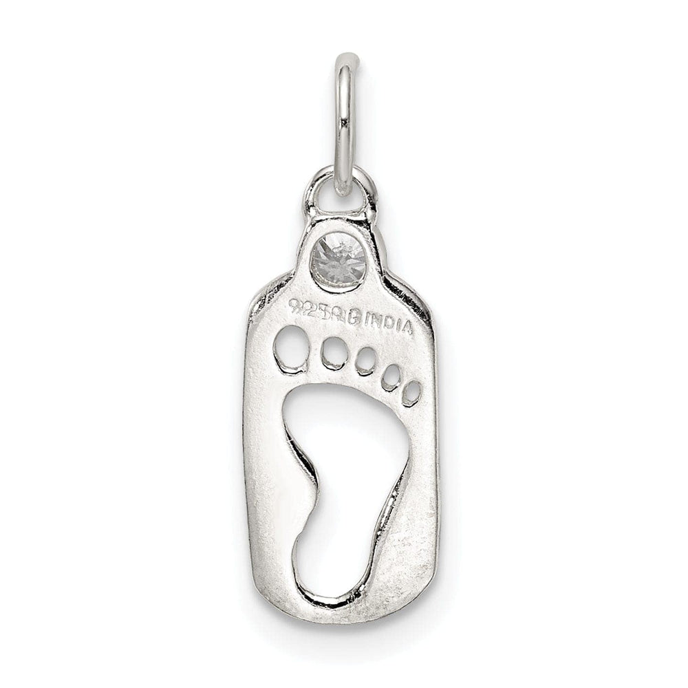 Lovely Rita's Pendants & Charms Sterling Silver Polished Footprint C.Z Charm