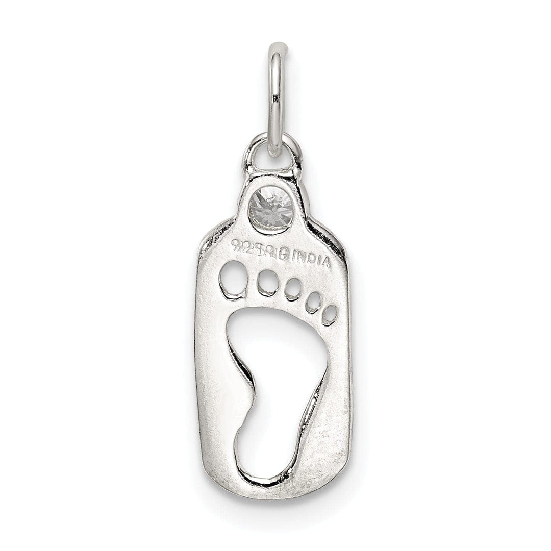 Lovely Rita's Pendants & Charms Sterling Silver Polished Footprint C.Z Charm