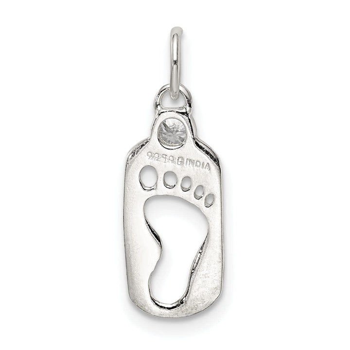 Lovely Rita's Pendants & Charms Sterling Silver Polished Footprint C.Z Charm