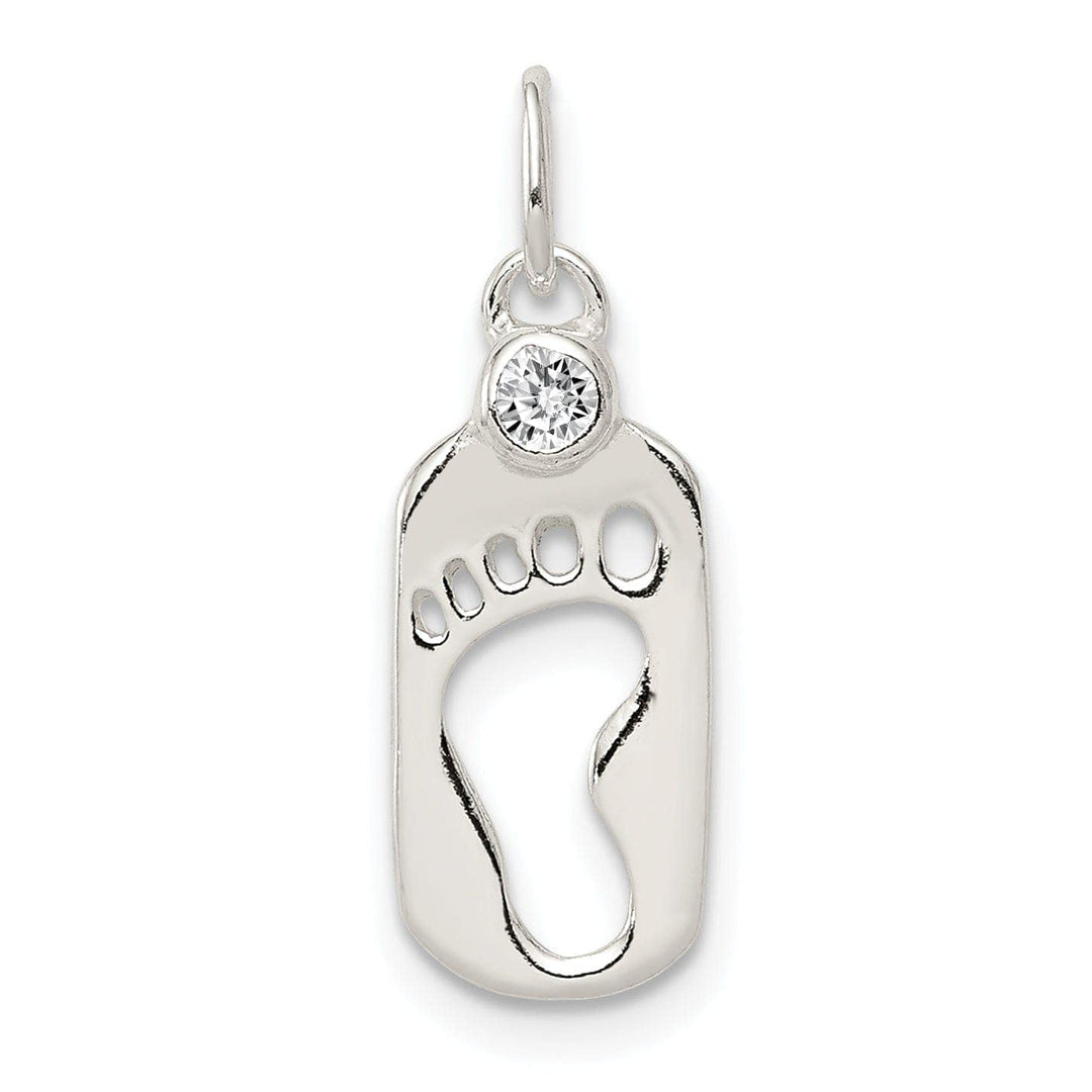 Lovely Rita's Pendants & Charms Sterling Silver Polished Footprint C.Z Charm