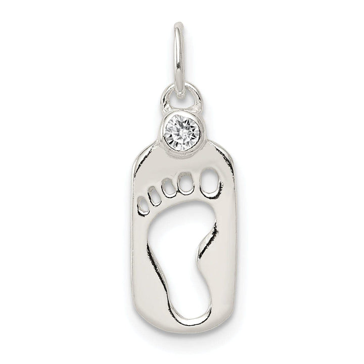 Lovely Rita's Pendants & Charms Sterling Silver Polished Footprint C.Z Charm