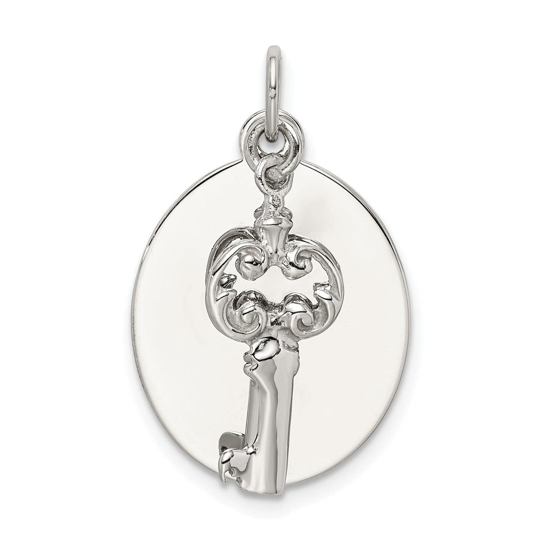 Lovely Rita's Pendants & Charms Sterling Silver Polished Oval with key Pendant