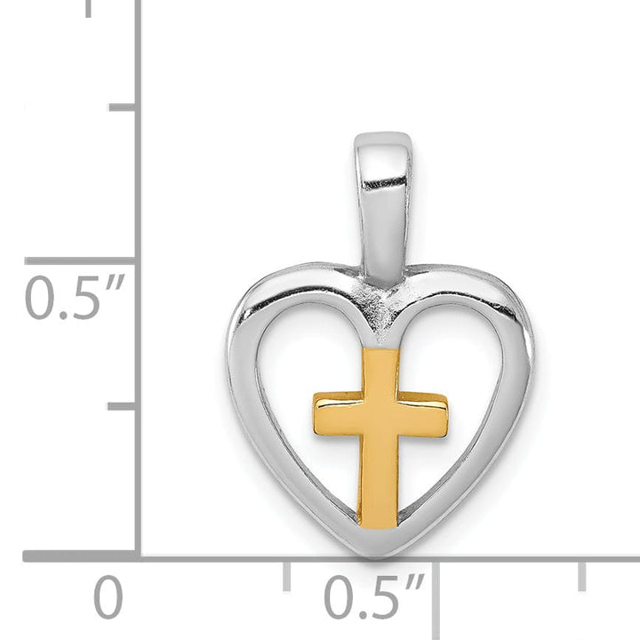 Lovely Rita's Pendants & Charms Sterling Silver Vermeil Cross Heart Pendant