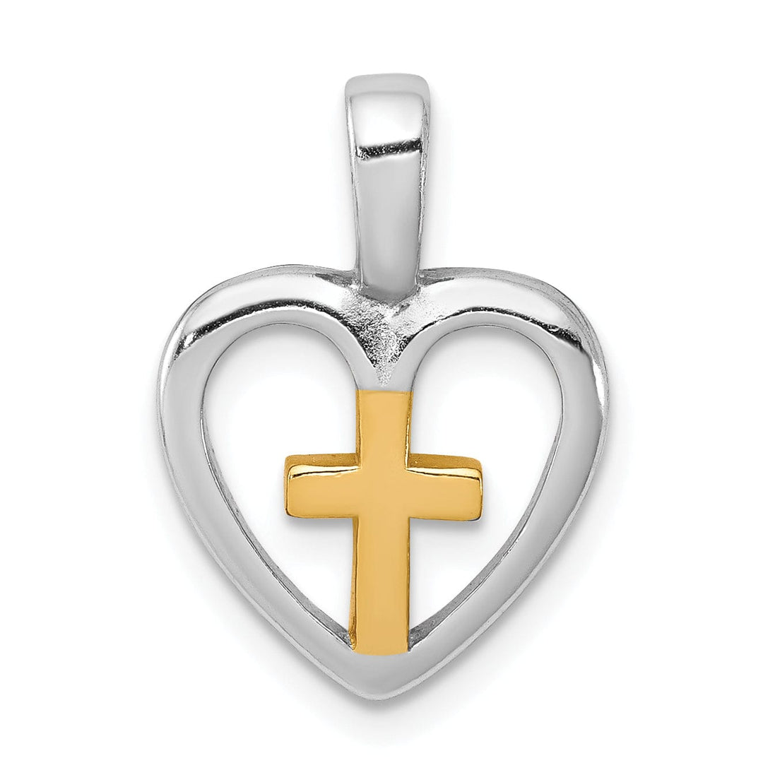 Lovely Rita's Pendants & Charms Sterling Silver Vermeil Cross Heart Pendant
