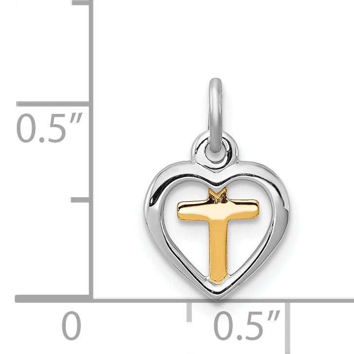 Lovely Rita's Pendants & Charms Sterling Silver Vermeil Cross in Heart Charm