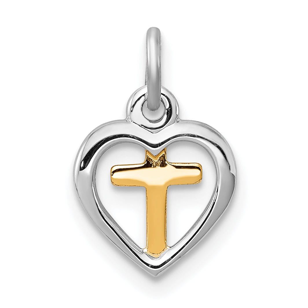 Lovely Rita's Pendants & Charms Sterling Silver Vermeil Cross in Heart Charm