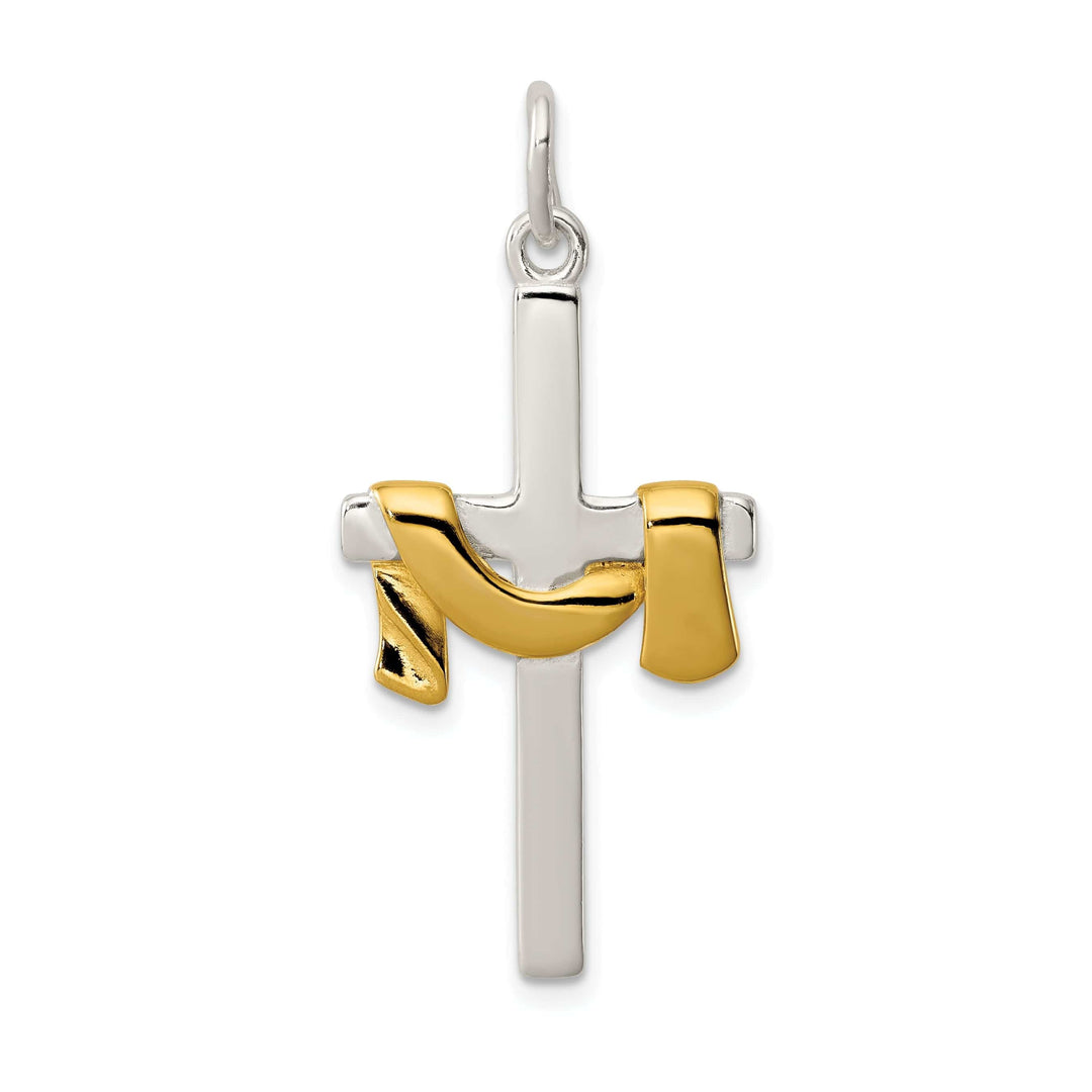 Lovely Rita's Pendants & Charms Sterling Silver with Vermeil Draped Cross Pendant
