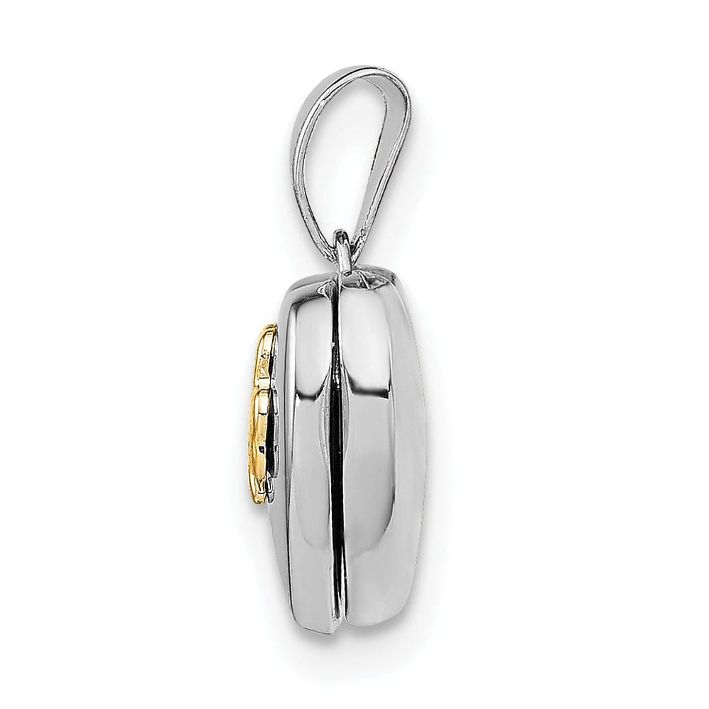 Lovely Rita's Pendants & Charms Sterling Silver Yellow Rhodium 11mm Clover Heart Locket