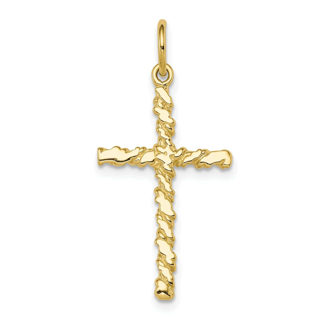 Lovely Rita's Pendants & Charms Yellow Gold Satin Nugget Cross Charm