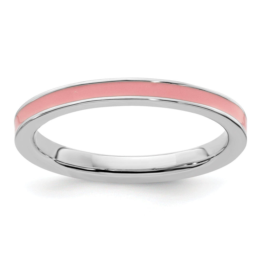 Stackable Expressions Pin Size 5 Sterling Silver Pink Enameled 2.25MM Ring