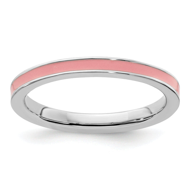 Stackable Expressions Pin Size 5 Sterling Silver Pink Enameled 2.25MM Ring