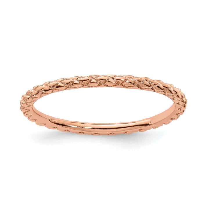 Stackable Expressions Pin Size 5 Sterling Silver Pink-Plated Criss-Cross Ring