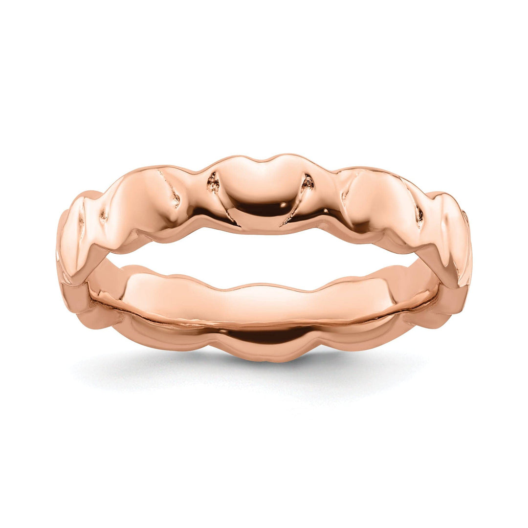 Stackable Expressions Pin Size 5 Sterling Silver Pink-Plated Hearts Ring