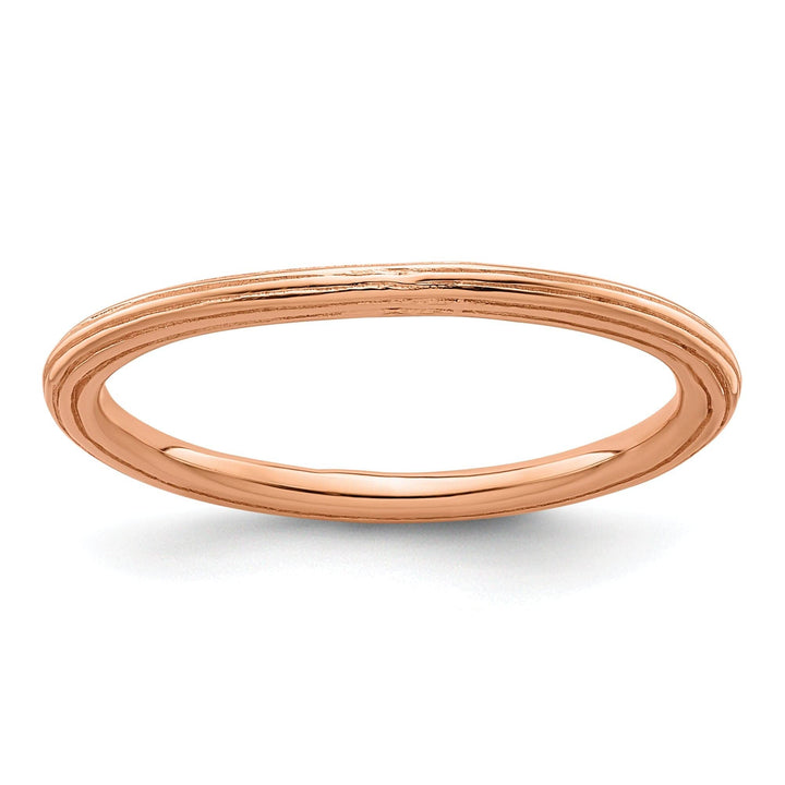 Stackable Expressions Pin Size 5 Sterling Silver Pink-Plated Step-Down Ring