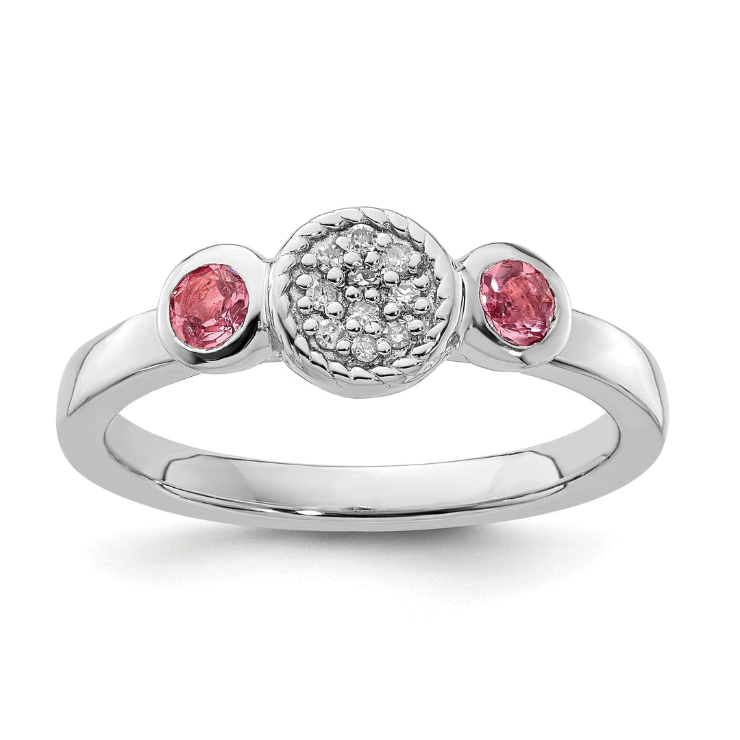 Stackable Expressions Pin Size 5 Sterling Silver Pink Tourmaline Diamond Ring