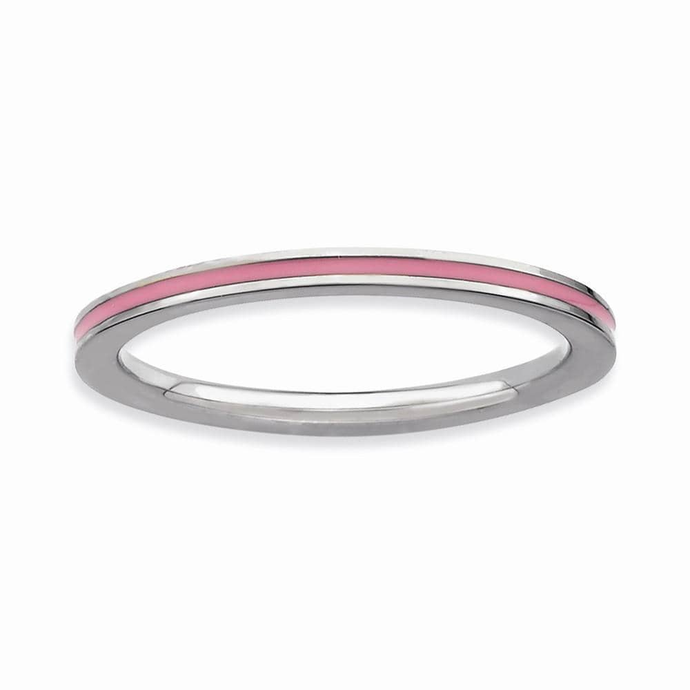 Stackable Expressions Pin Sterling Silver Pink Enameled 1.5MM Ring