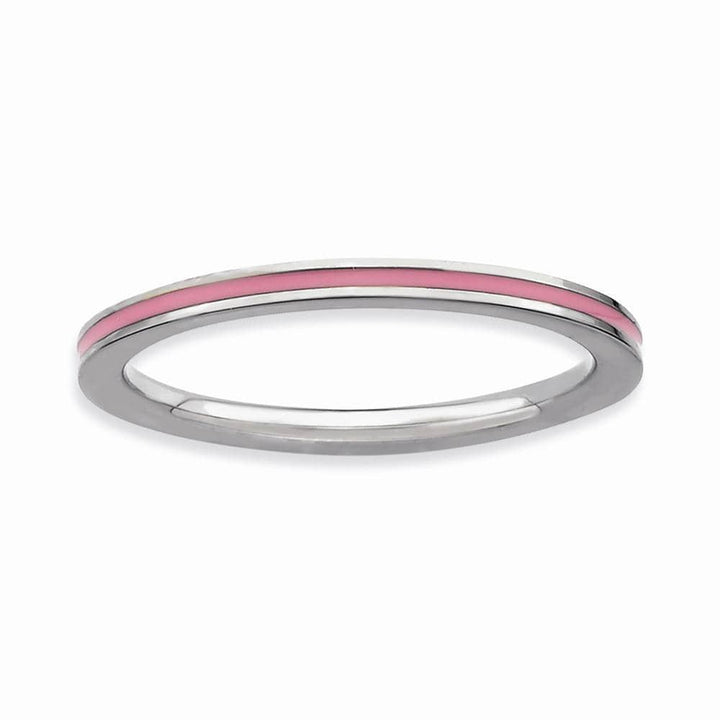 Stackable Expressions Pin Sterling Silver Pink Enameled 1.5MM Ring