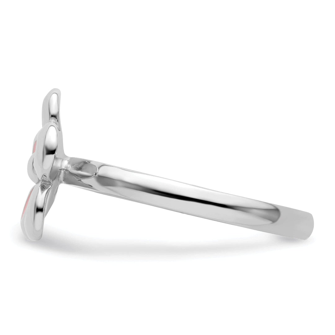 Stackable Expressions Pin Sterling Silver Pink Enameled Flower Ring