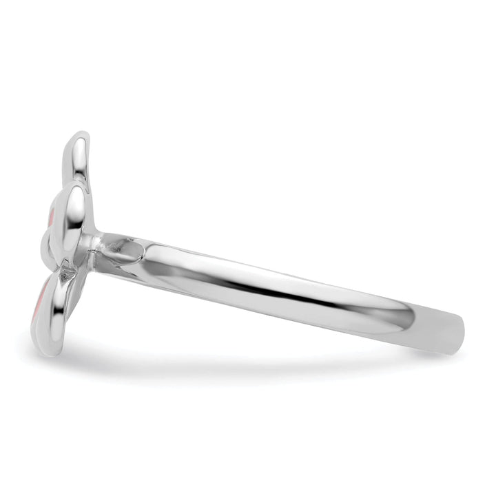 Stackable Expressions Pin Sterling Silver Pink Enameled Flower Ring