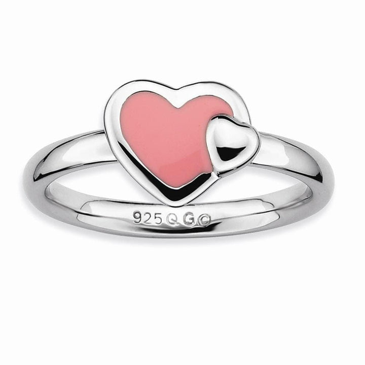 Stackable Expressions Pin Sterling Silver Pink Enameled Heart Ring