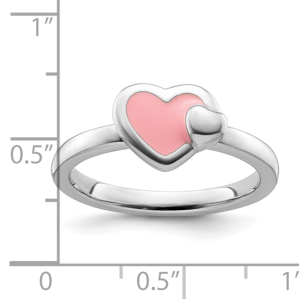 Stackable Expressions Pin Sterling Silver Pink Enameled Heart Ring