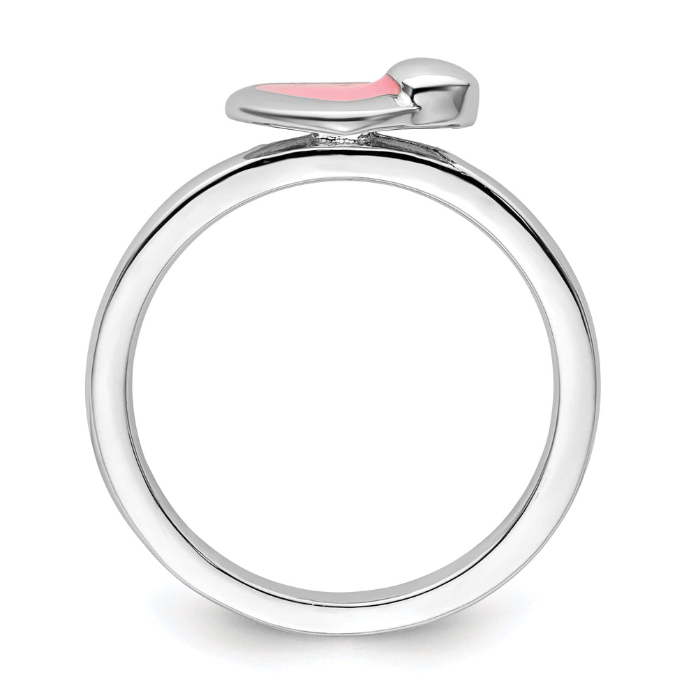 Stackable Expressions Pin Sterling Silver Pink Enameled Heart Ring