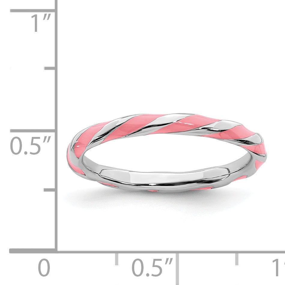 Stackable Expressions Pin Sterling Silver Pink Enameled Stackable Ring