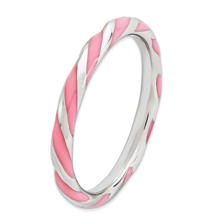 Stackable Expressions Pin Sterling Silver Pink Enameled Stackable Ring