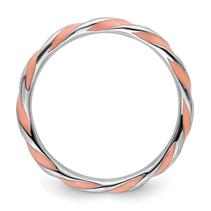 Stackable Expressions Pin Sterling Silver Pink Enameled Stackable Ring