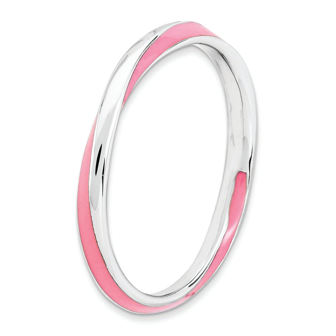 Stackable Expressions Pin Sterling Silver Pink Enameled Stackable Ring