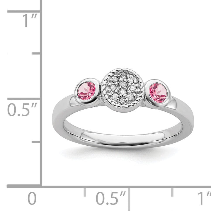 Stackable Expressions Pin Sterling Silver Pink Tourmaline Diamond Ring