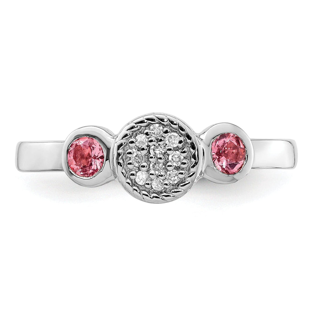 Stackable Expressions Pin Sterling Silver Pink Tourmaline Diamond Ring