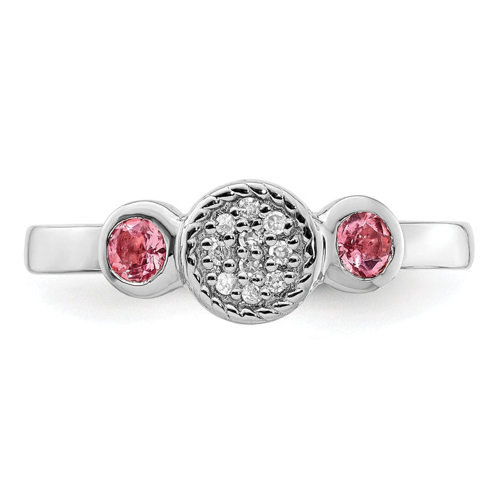 Stackable Expressions Pin Sterling Silver Pink Tourmaline Diamond Ring