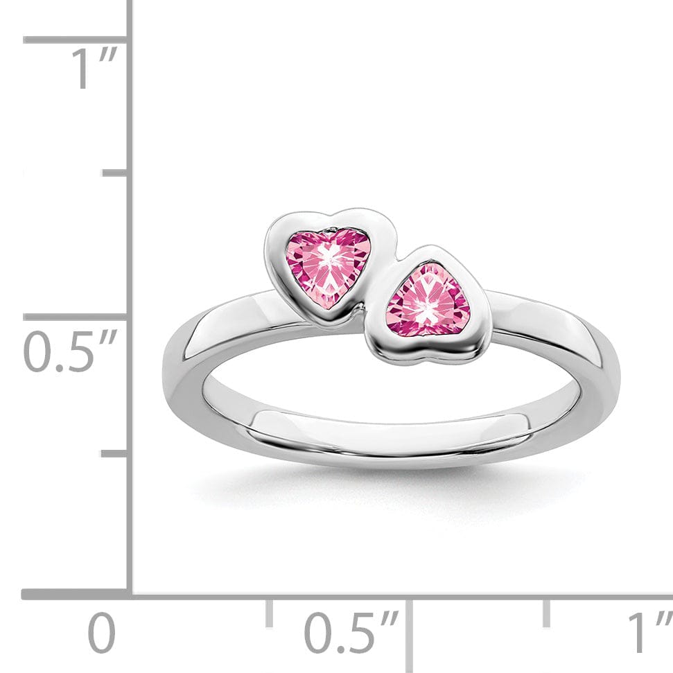 Stackable Expressions Pin Sterling Silver Pink Tourmaline Double Heart Ring