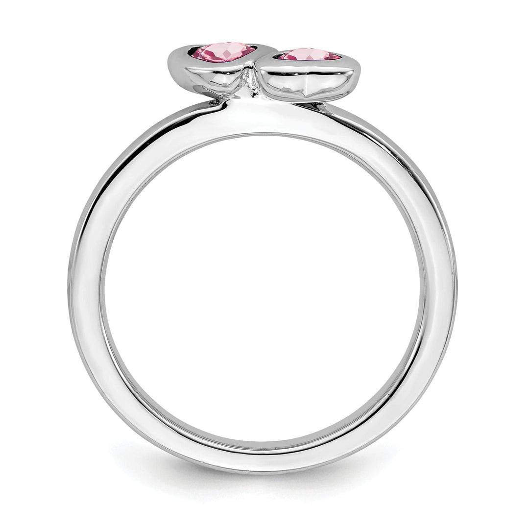 Stackable Expressions Pin Sterling Silver Pink Tourmaline Double Heart Ring