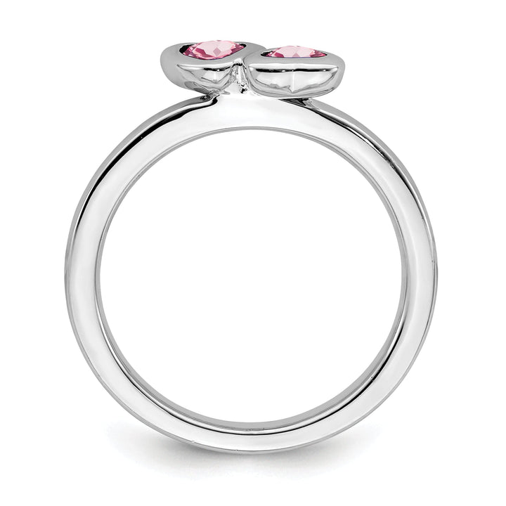 Stackable Expressions Pin Sterling Silver Pink Tourmaline Double Heart Ring