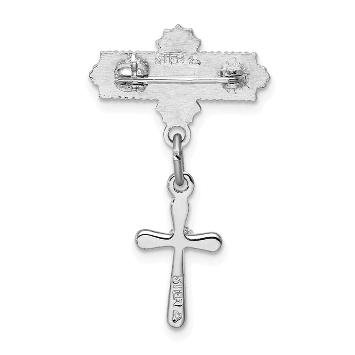 Lovely Rita's Pin Sterling Silver Polished Cubic Zirconia Cross Pin