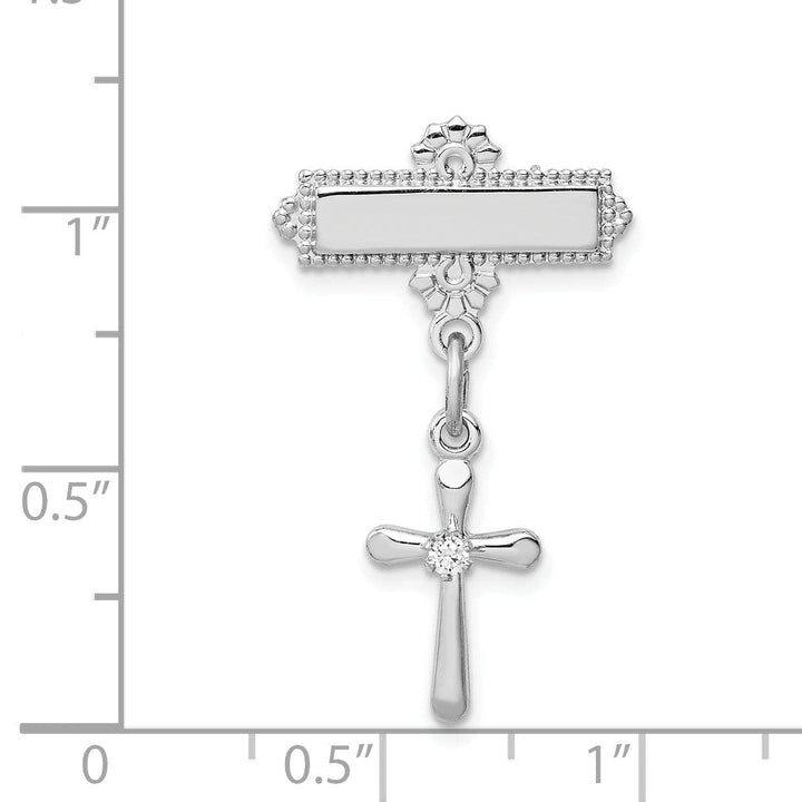 Lovely Rita's Pin Sterling Silver Polished Cubic Zirconia Cross Pin