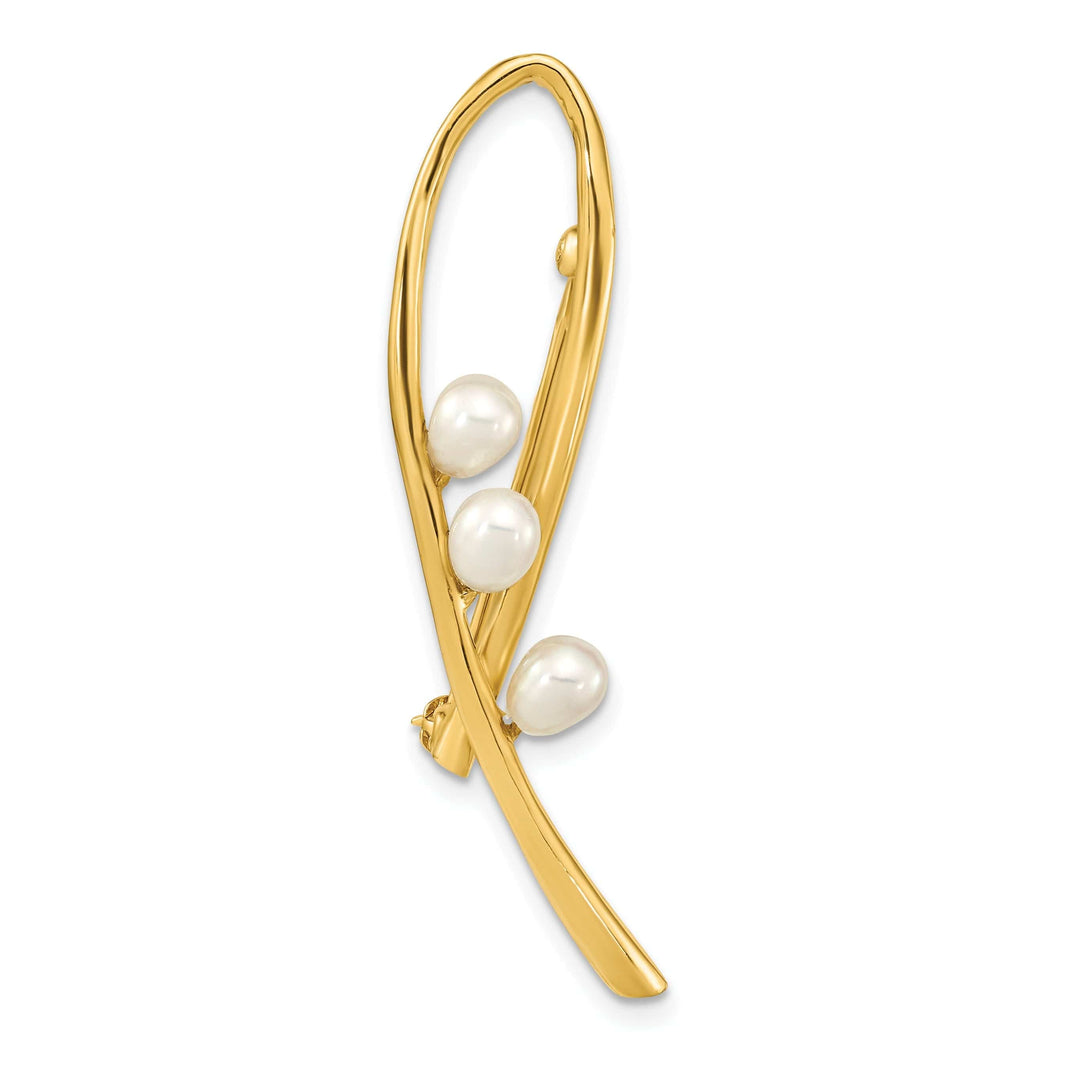 Lovely Rita's Pin White Freshwater Cultured Pearl Loop Design Brooch Pin